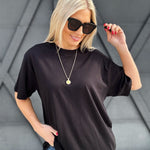 Oversized Cotton Tee In Black - Infinity Raine