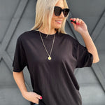 Oversized Cotton Tee In Black - Infinity Raine