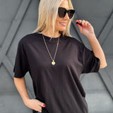 Oversized Cotton Tee In Black - Infinity Raine