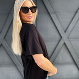 Oversized Cotton Tee In Black - Infinity Raine