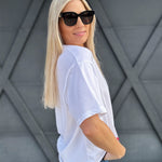 Oversized Cotton Tee In White - Infinity Raine