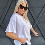 Oversized Cotton Tee In White - Infinity Raine