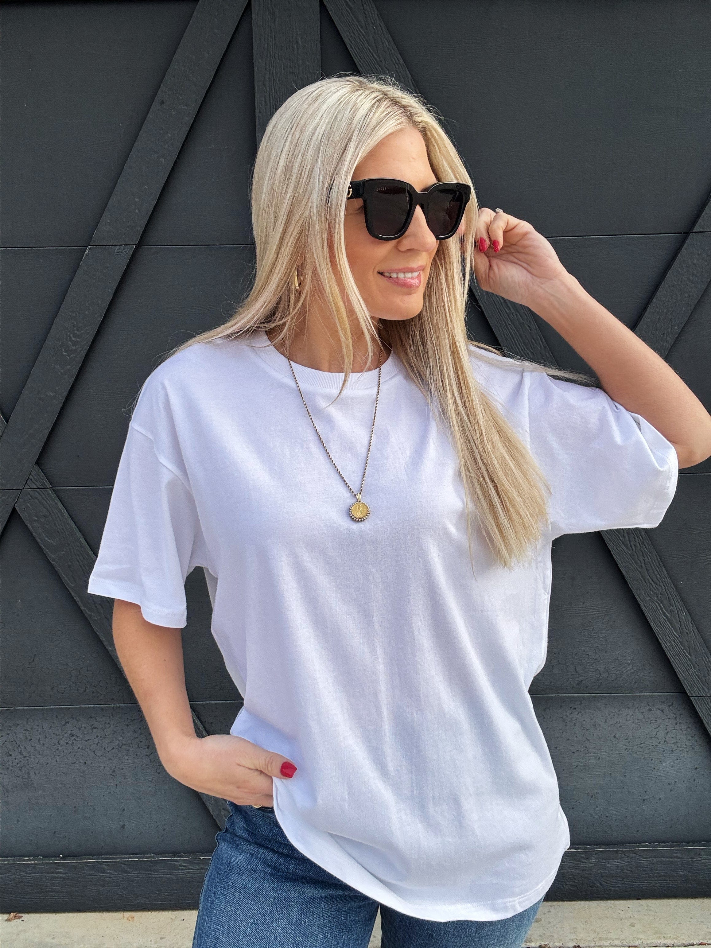 Oversized Cotton Tee In White - Infinity Raine