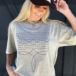 Zutter Tops - Tees Washed Boot Stitch Graphic Tee In Mocha