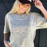 Zutter Tops - Tees Washed Boot Stitch Graphic Tee In Mocha