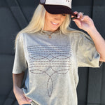 Zutter Tops - Tees Washed Boot Stitch Graphic Tee In Mocha