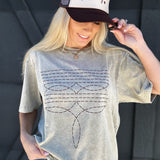 Zutter Tops - Tees Washed Boot Stitch Graphic Tee In Mocha